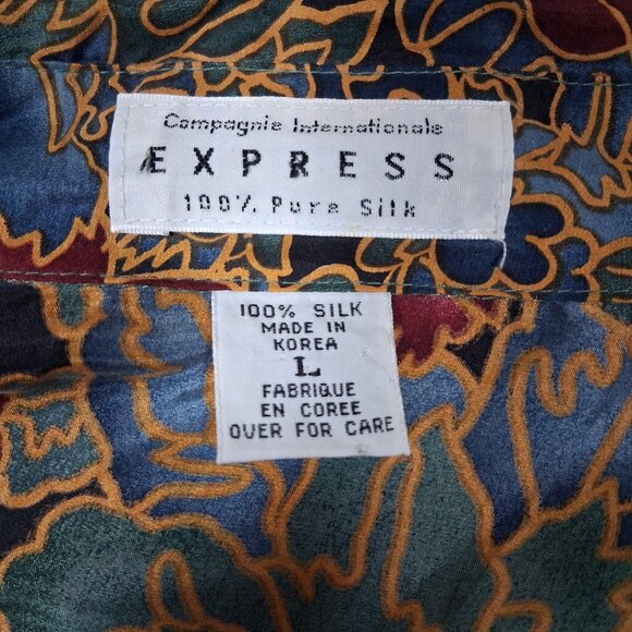 Vintage Compagnie Internationale EXPRESS 100% Silk Floral Tunic Blouse Flowy L - Picture 6 of 6